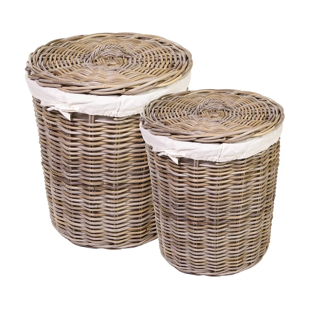 Grey Kubu Rattan Linen Basket