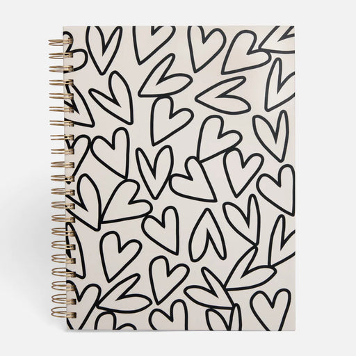 Mono Outline Hearts | A4 Spiral Notebook
