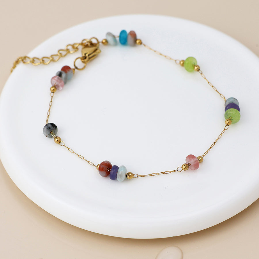 Coloured Bead Station | Gold Plated Bracelet