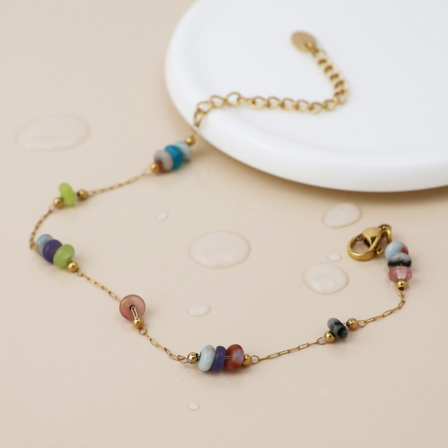 Coloured Bead Station | Gold Plated Bracelet