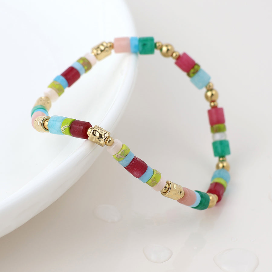 Waterproof Gold Plated and Mixed Stone Bracelet
