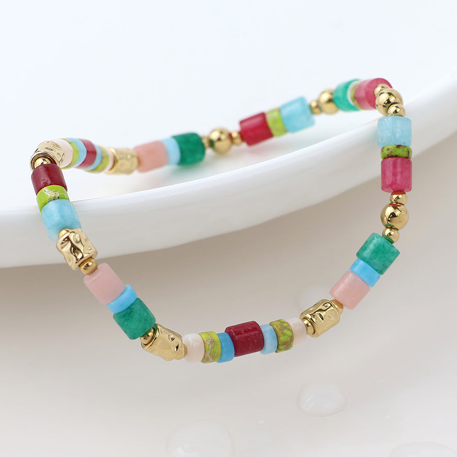 Waterproof Gold Plated and Mixed Stone Bracelet