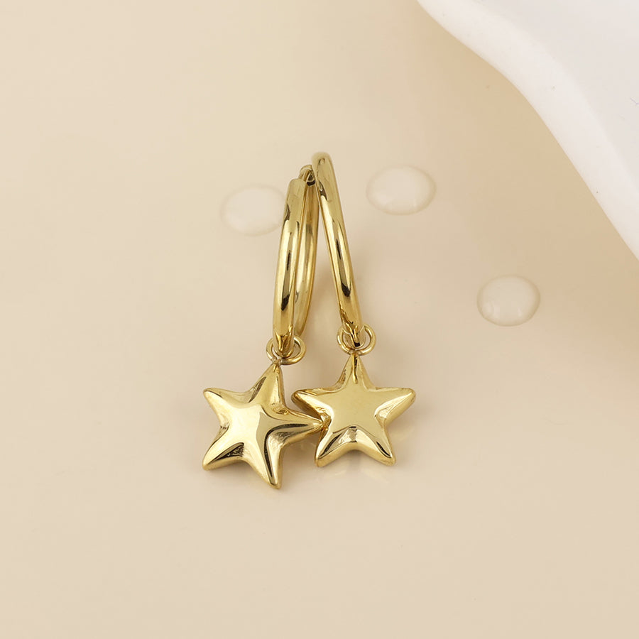 Starlet Stainless Steel Star Charm Hoop Earrings | Gold Plated