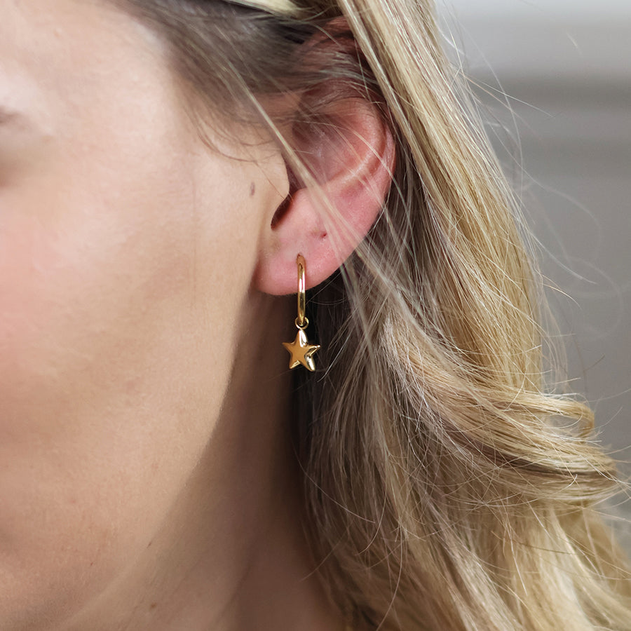Starlet Stainless Steel Star Charm Hoop Earrings | Gold Plated