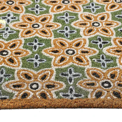 Sage Green Woodblock | Coir Doormat