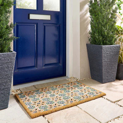 Sage Green Woodblock | Coir Doormat