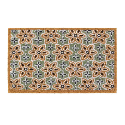 Sage Green Woodblock | Coir Doormat