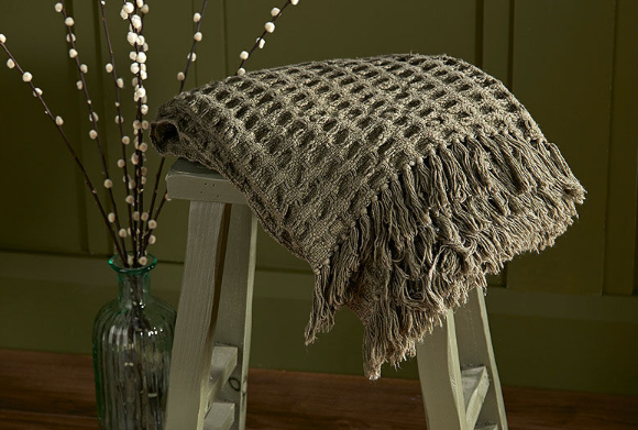 Olive Waffle Cotton Throw