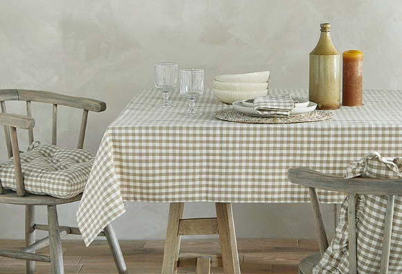 Gingham Natural Tablecloth