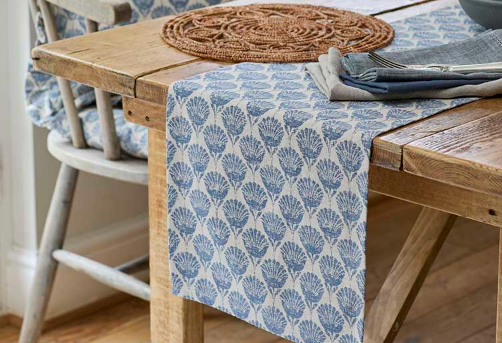 Carnation | Slate Blue Table Runner