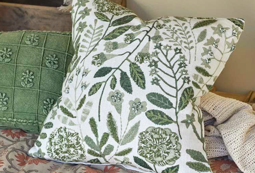 Embroidered Botanique Cushion