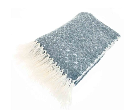 Wool Blend Throw | Smoke Blue
