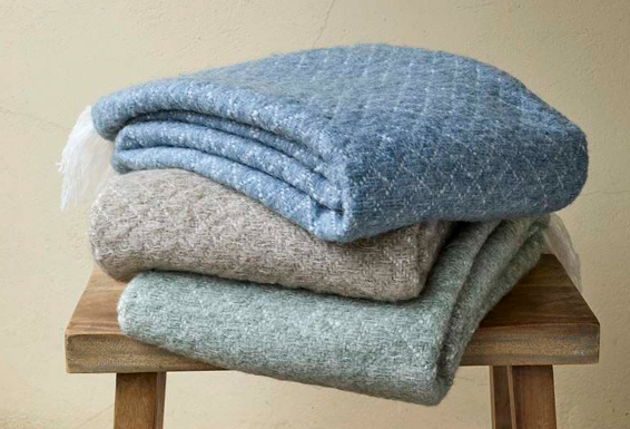 Wool Blend Throw | Smoke Blue