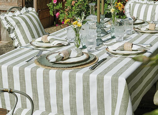 Wide Stripe Tablecloth | Olive