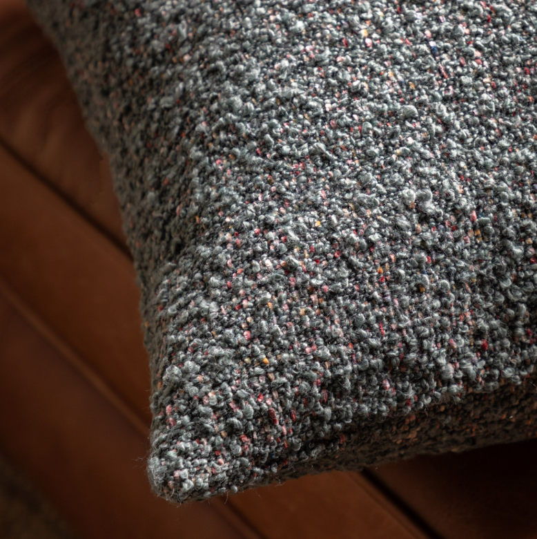 Boucle Knife Edge Cushion | Charcoal