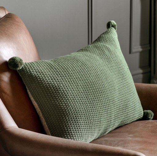 Moss Stitch PomPom Cushion