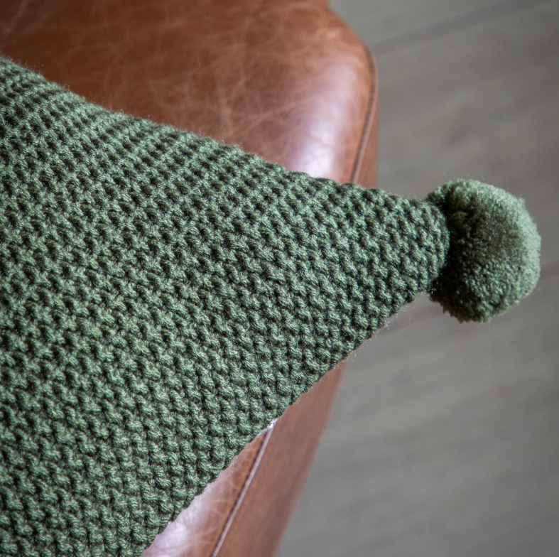Moss Stitch PomPom Cushion