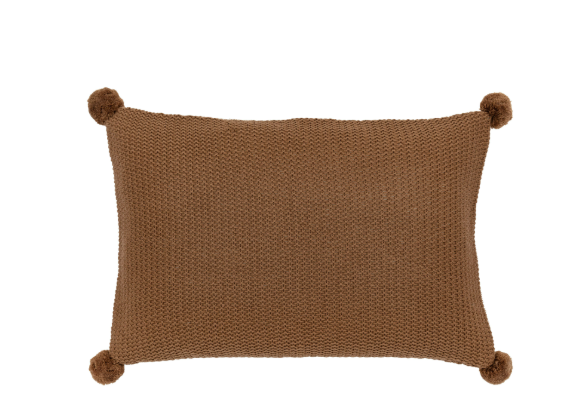 Moss Stitch PomPom Cushion | Tan