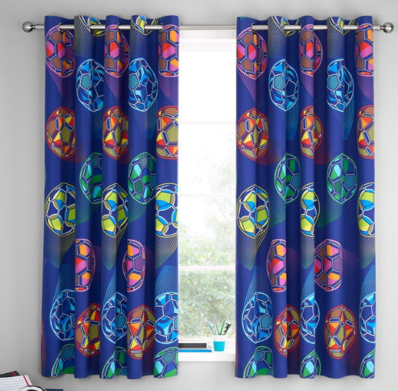Bright Football Eyelet Blackout Curtains