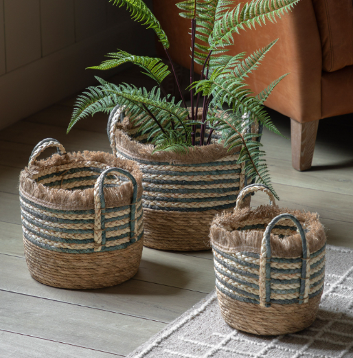 Fringed Stripe | Woven Baskets