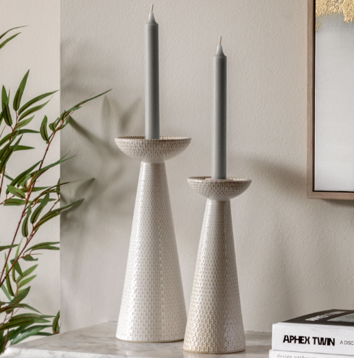 White Glaze | Candle Stick Pair