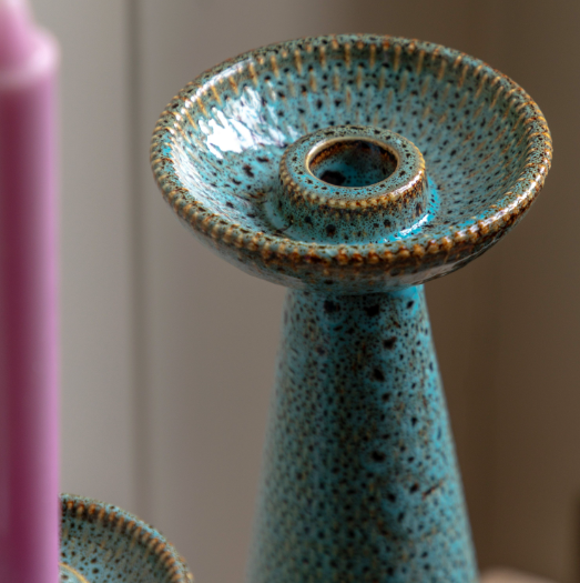 Teal Glaze | Candle Stick Pair