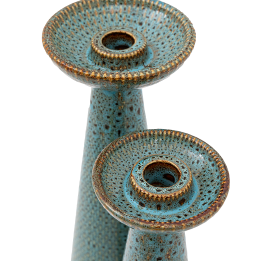 Teal Glaze | Candle Stick Pair