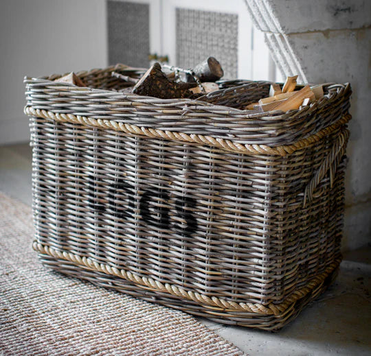 Bembridge Log Basket With Rope Rectangular | Rattan