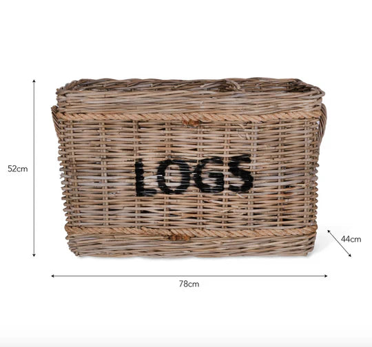 Bembridge Log Basket With Rope Rectangular | Rattan