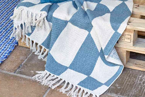 Recycled Cotton Throw | Geo Check