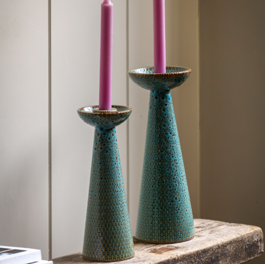 Teal Glaze | Candle Stick Pair