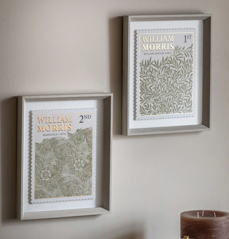 William Morris Stamp Red Framed Art