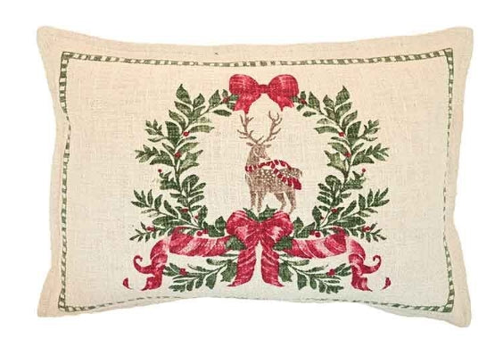 Reindeer and Wreath | Cushion
