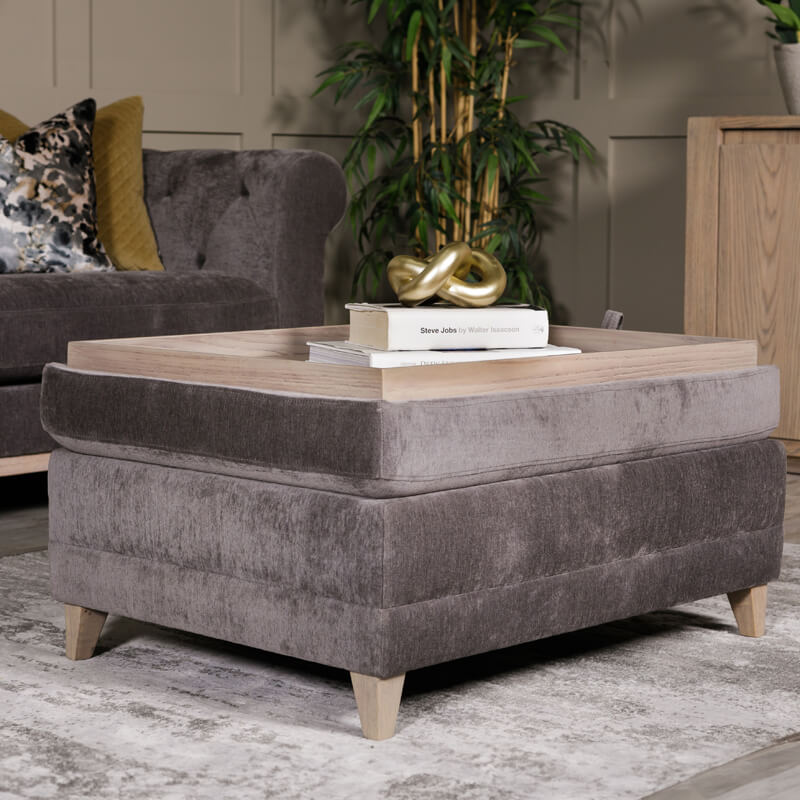Theo | Dark Grey Storage Ottoman