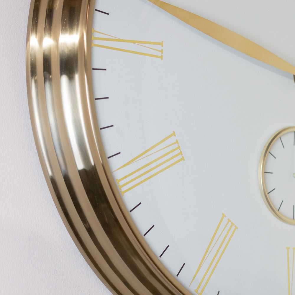 White & Brass Wall Clock
