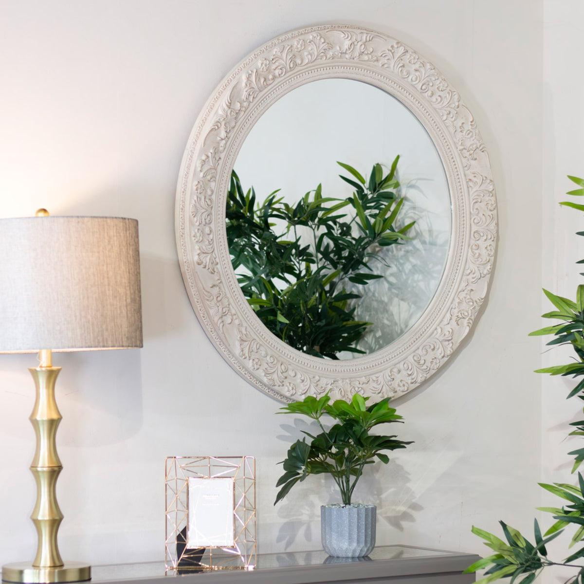 Yvette Round Mirror | 90cm Cream