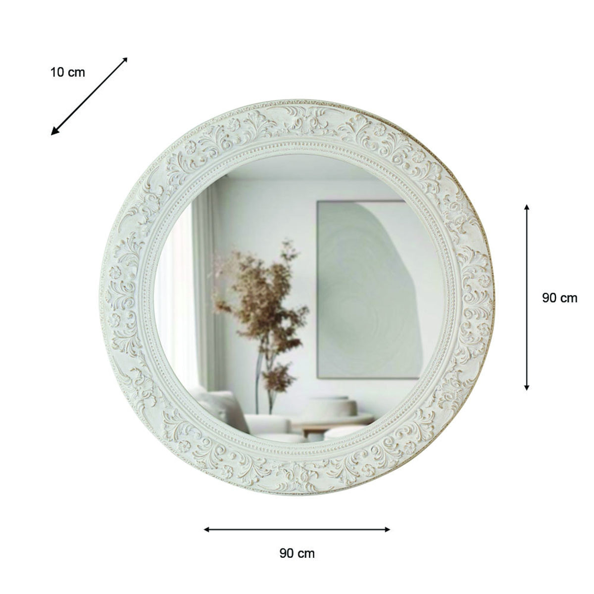 Yvette Round Mirror | 90cm Cream