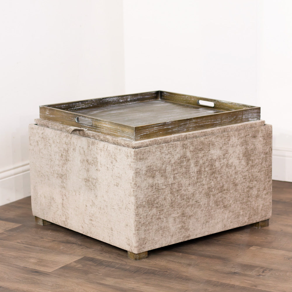 Maya Tray Table Pouffe | Sand