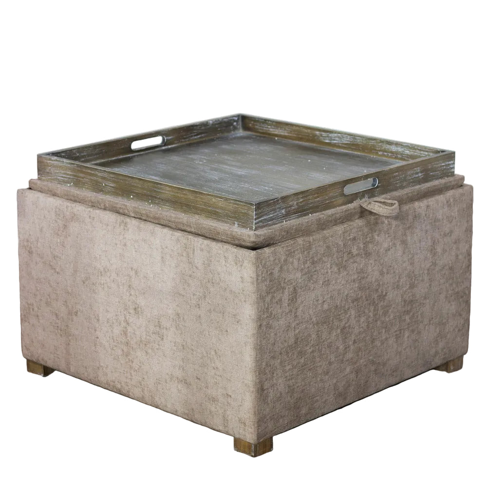 Maya Tray Table Pouffe | Cappuccino