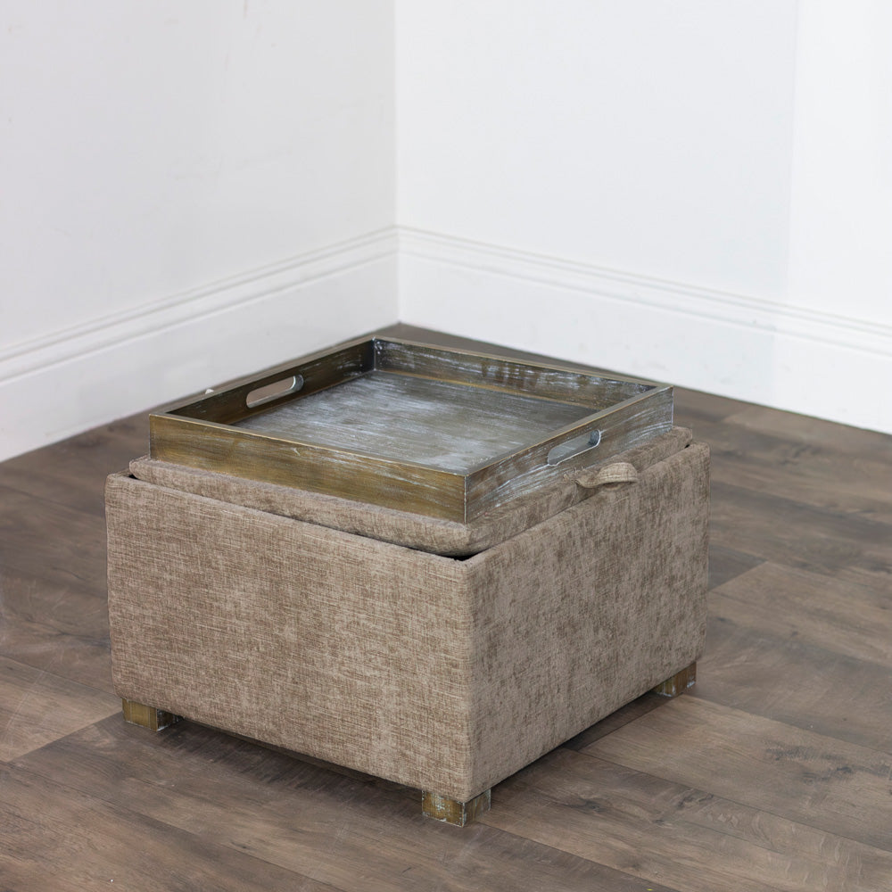 Maya Tray Table Pouffe | Cappuccino