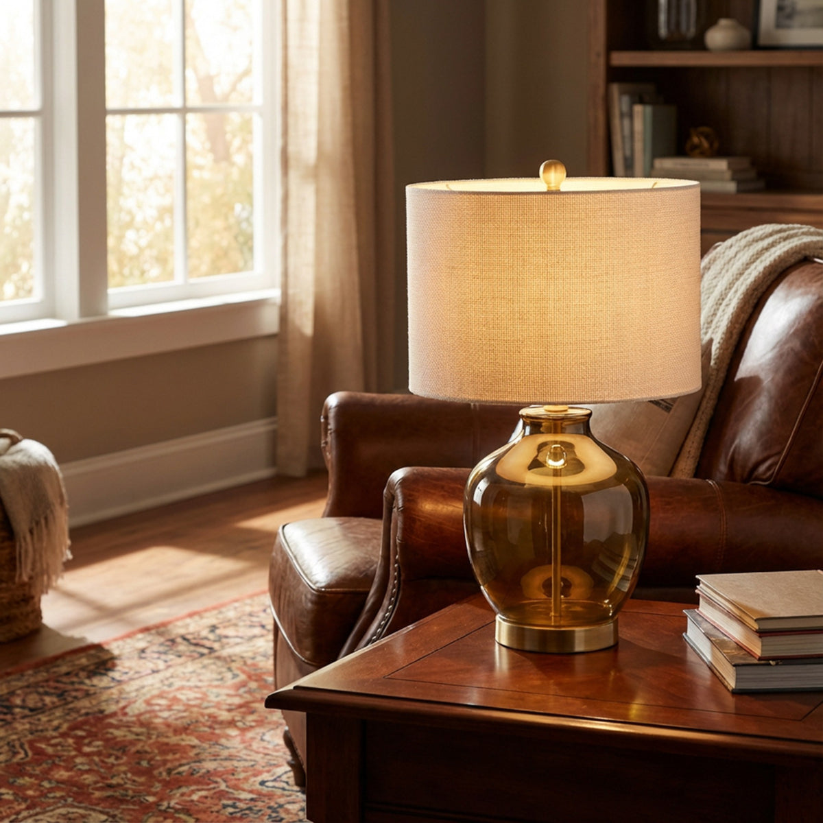 Carissa Glass Table Lamp | Dark Green | 53cm