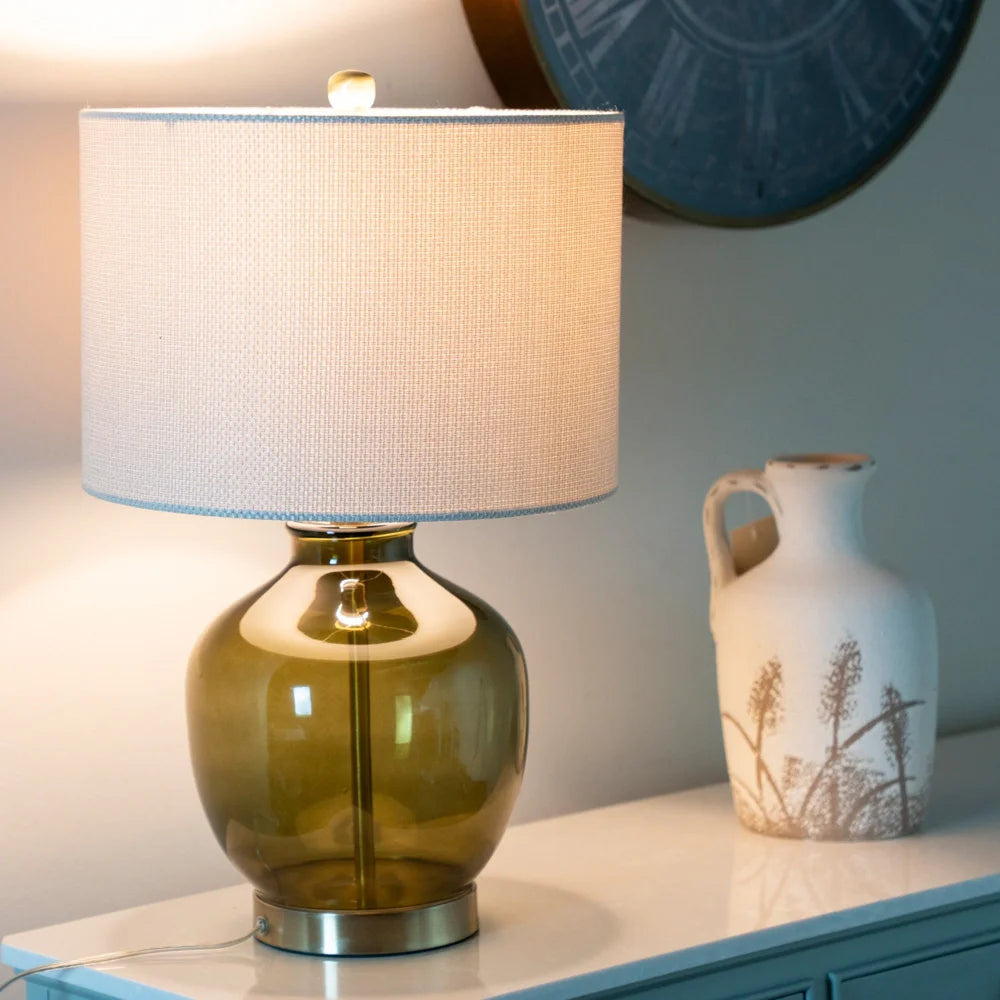 Carissa Glass Table Lamp | Dark Green | 53cm
