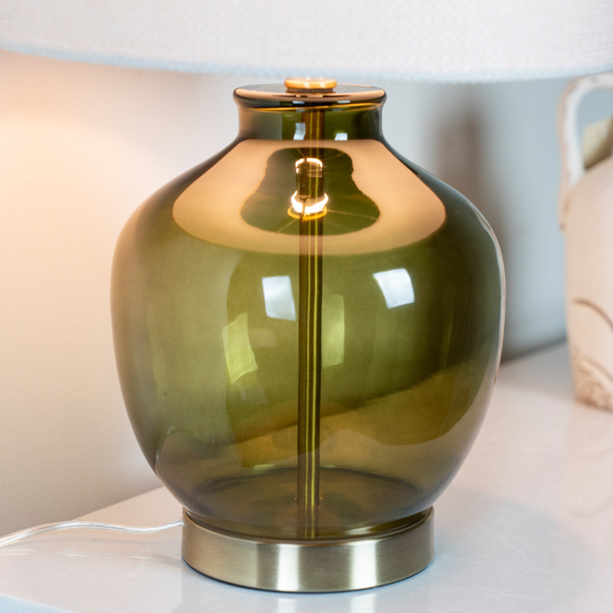 Carissa Glass Table Lamp | Dark Green | 53cm