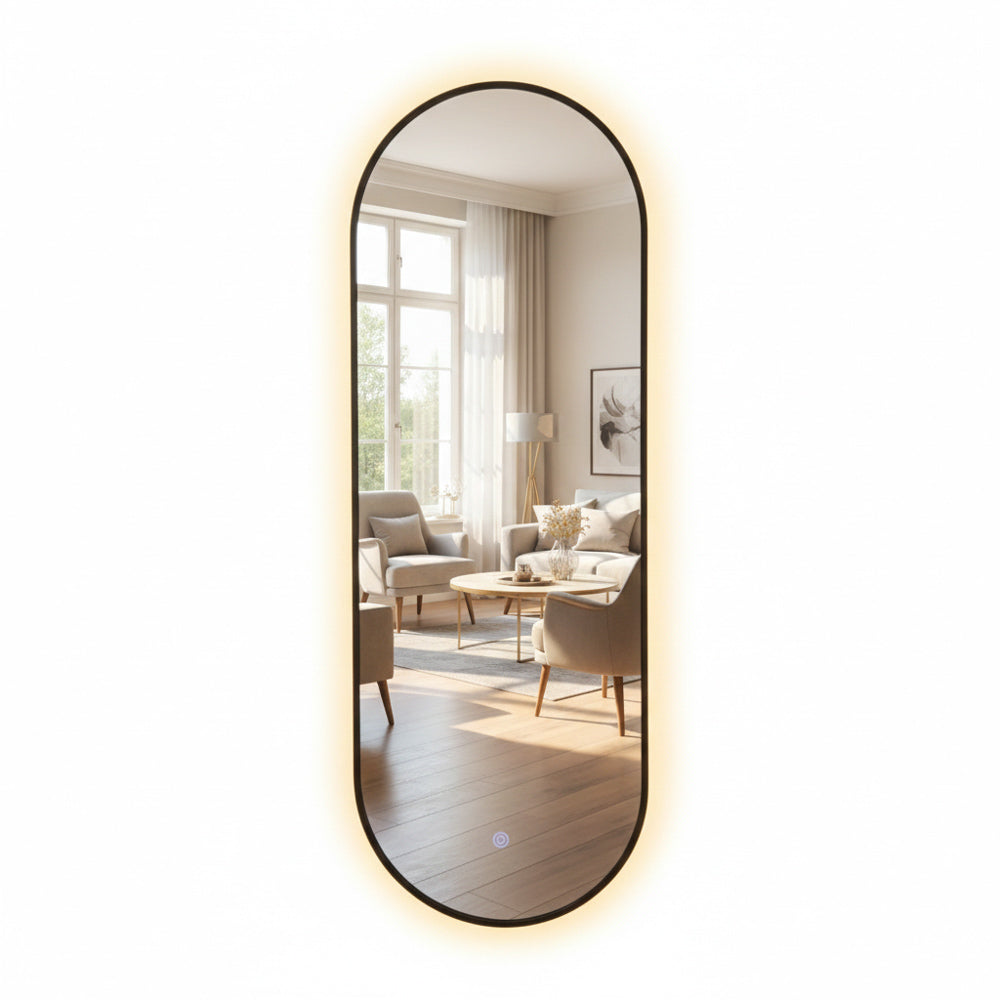 LED Modena Backlit Runway Mirror | Black