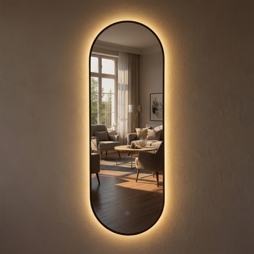 LED Modena Backlit Runway Mirror | Black