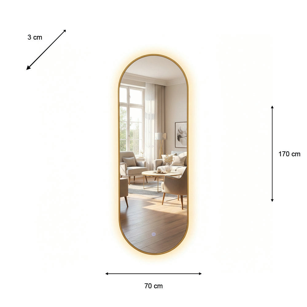 LED Modena Backlit Runway Mirror Gold 120cm