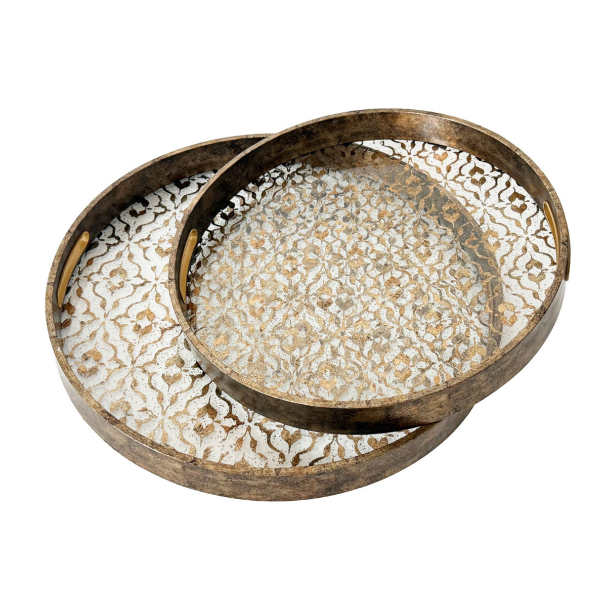 Adriana Round Trays Gold | Set of 2