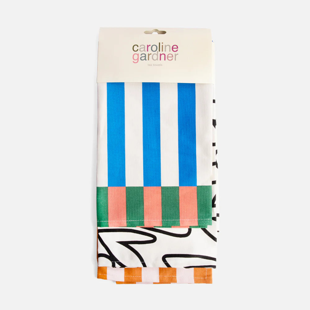 Multi Stripe / Mono Hearts | Tea Towels