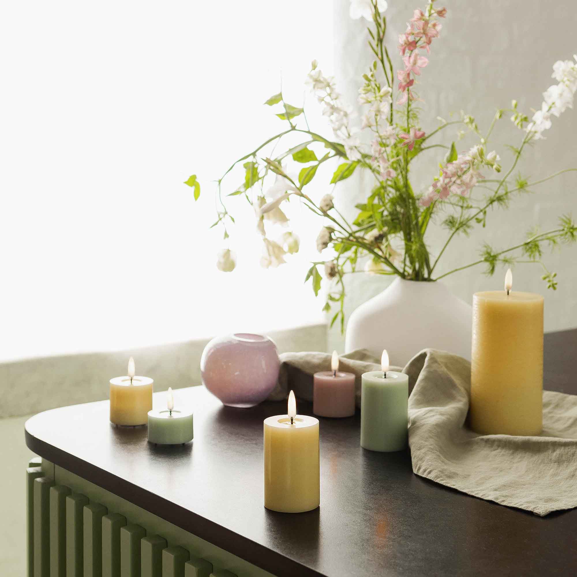 Dusty Green | LED Medium Pillar Candle