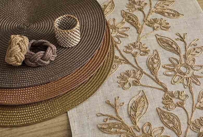 Embroidered Winter Foliage Table Runner